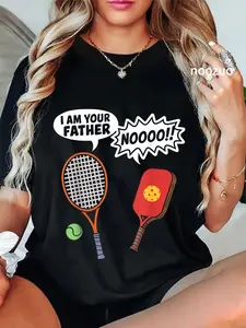 100% Cotton I Am Your Father Funny Pickleball Tennis Racket Men Women T-Shirt