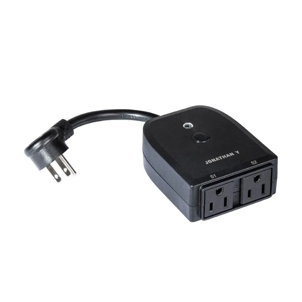 JONATHAN Y Outdoor Smart 2-Outlet Plug - 2.4GHz Wi-Fi, App Remote Control, On/Off Function, Alexa & Google Home Compatible, AC Power Supply, Automatic Schedule for Outdoor Lights, Holiday Decor