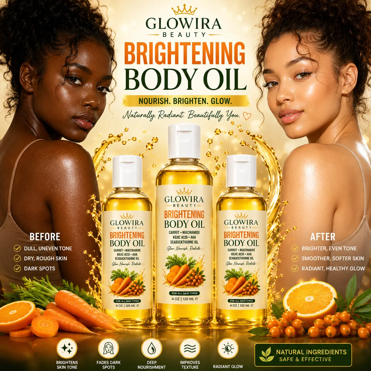 Glowira Extra Bright Body Oil - Beauty & Personal Care Bath & Body Massage Oil