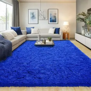 Rugs For Living Room Bedroom, Area Rugs Fluffy Rug Carpet, Soft Shaggy Modern Floor Rug For Kids Boys Girls Room, Plush Fuzzy Dorm Rug For Home Decor Aesthetic, Royal Blue