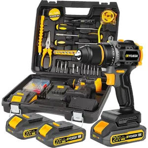 Compact Brushless Drill Set 60N.m Torque 2000mAh Batteries 138-Piece Tool Kit for Home Repair with Self-locking Chuck & Sturdy Toolbox