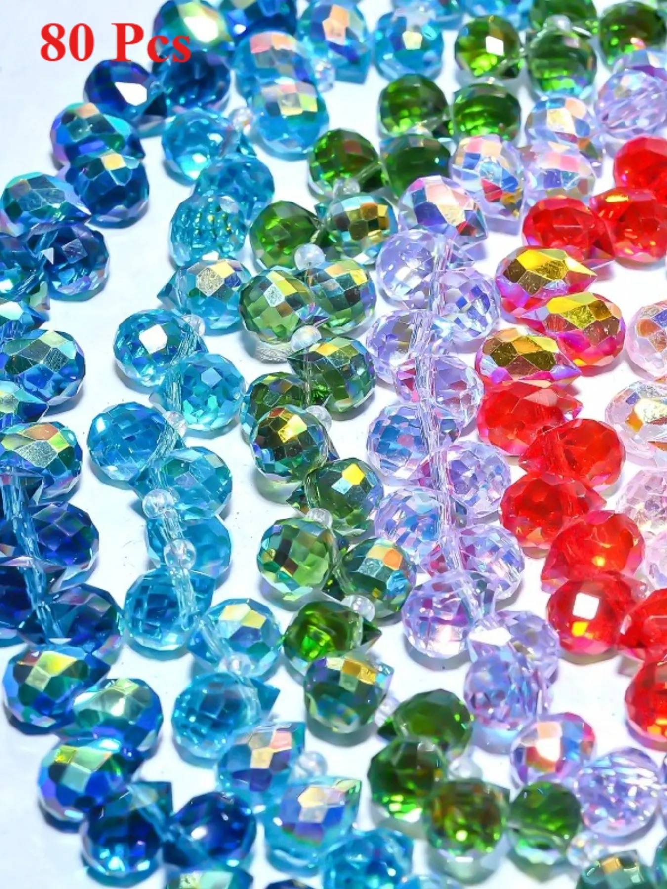80pcs 8x9mm mixed color inlaid glass beads in strawberry and teardrop shapes with cross holes suitable for DIY jewelry making DIY Beading Accessories Beads for Crafts