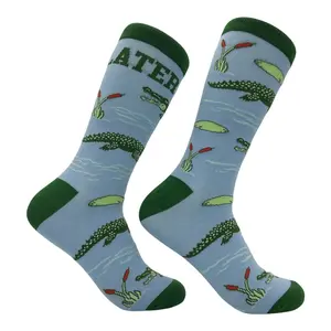 Men's Later Gator Socks Funny Sarcastic Alligator Graphic Novelty Footwear for Men Funny Graphic Socks Comfortable Fitted Spandex Cotton