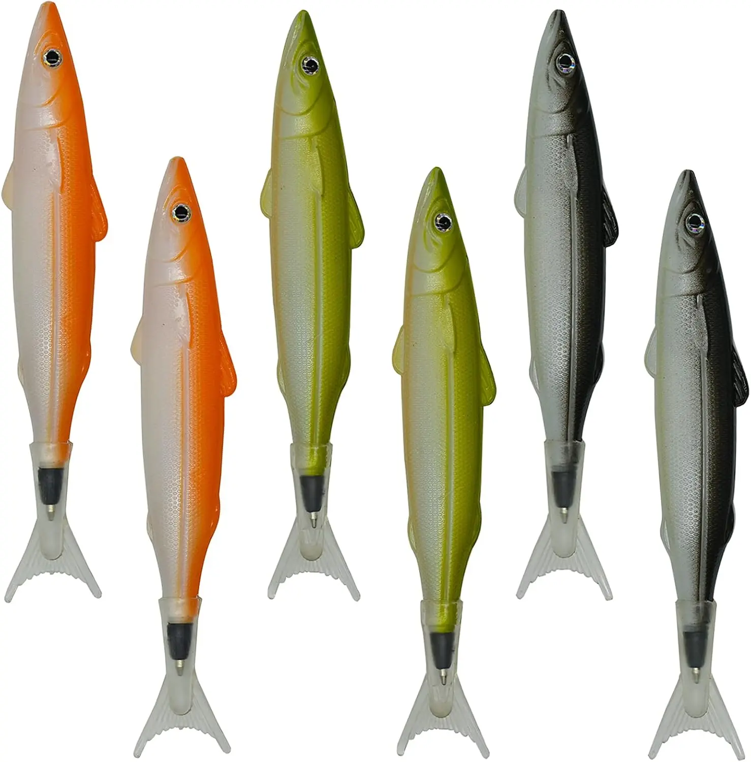 6 Creative Fish Ballpoint Pens, Black Ink for School, Office, Home.