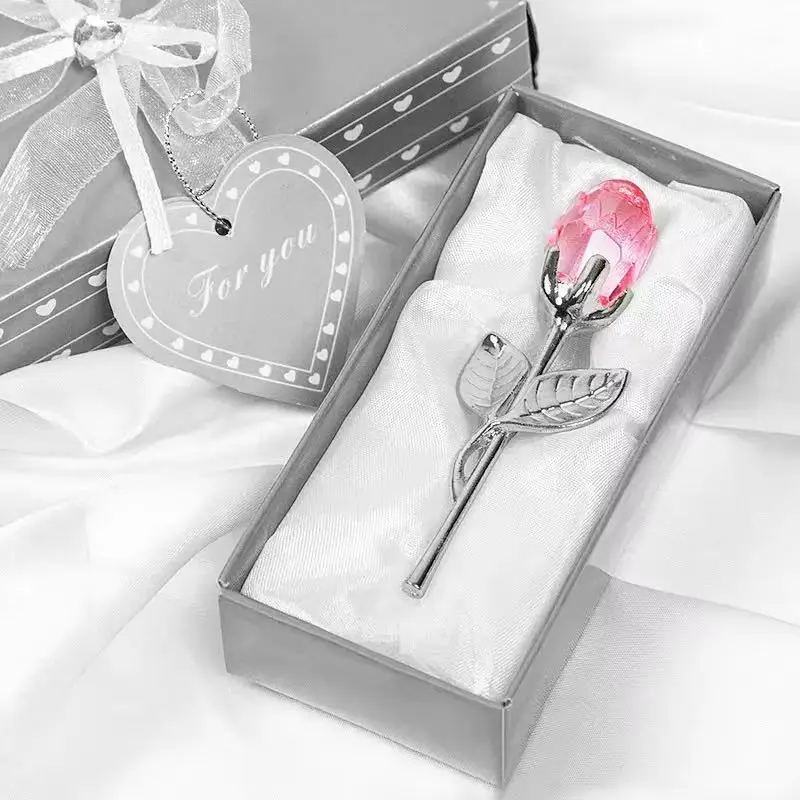Mini crystal rose gift box, featuring romantic pink and silver crystal flowers, the perfect birthday and Valentine's Day gift, exquisite and elegant, an ideal choice for expressing love.