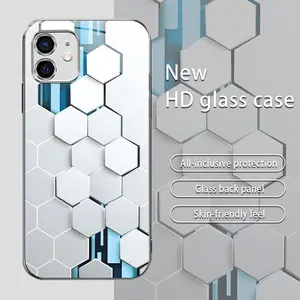 Suitable for [iPhone 12 Mini] New high-end technology square glass mobile phone case New business simple metal paint electroplated gold glass mobile phone case Affordable price Anti-drop and anti-fingerprint 995
