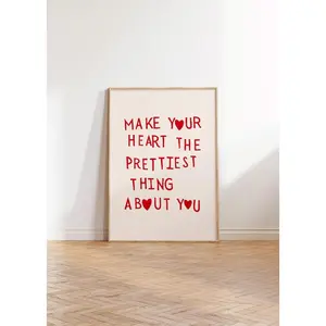 Heart Quote Print Minimalist Heart Poster Aesthetic Living Room Art Love Wall Decor Feminine Art Print Girly Art Decoration Gift Glossy Ornaments