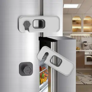 2 Pack Fridge Locks with Self Adhesive, Refrigerator Latch for ,  and ,  &  Proofing Freezer Door Lock for, Cabinets and Drawers, Oven, Windows