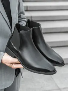 Men's Business Style Solid Color Chelsea Boots, Fashionable Minimalist Ankle Boots for Work Office, Male All-match Shoes for Daily Wear General Boot, Classic Boot