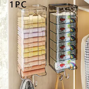 Wall-Mounted Socks Storage Box, Clear Multilayer Storage, Multifunctional Storage Bin, No-Drill Organizer for Bedroom & Entryway, Home Use, Hangable Underwear Holder, Space-Saving Design