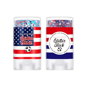 4th of July Patriotic Glitter Stick Red White Blue Holographic Chunky Sequins, No Mess Body Face Hair Sparkle Makeup, Perfect for Independence Day Parade, Firework Show, Festival Rave, Block Party, USA Flag Day