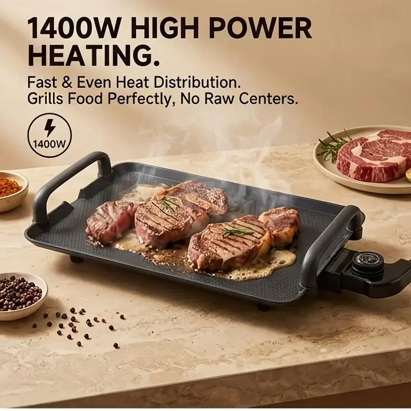 1200W Compact Indoor Electric Korean-Style BBQ Grill Stove - Kitchen Appliance with Smoke-Free Nonstick Coating, Stainless Steel Tray, US Plug, Universal Household Multifunctional Cooker (Compact Form), Modern