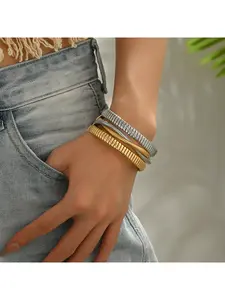 Simple punk spiral-shaped bracelet, multi-colored three-ring elastic ring with unique vertical stripes handchain