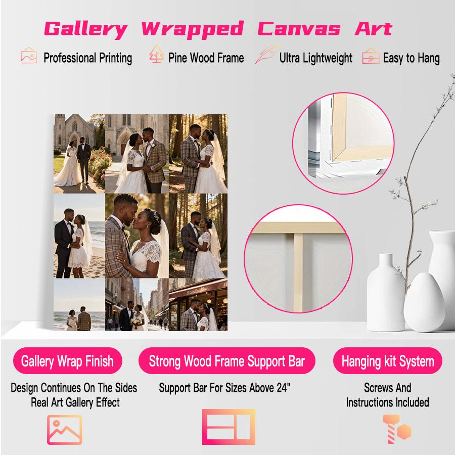 Custom Photo Canvas Painting Frame - Creative Wall Art | Digital Printed Photos on Canvas | Transform Anniversary Photos into Romantic Decor | Ideal for Bedroom, Gifts for Lovers | Vivid Colors - Sweet Gift! family Personalized canvas print