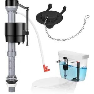 Universal Toilet Flush Replacement Kit, Water-Saving and Height-Adjustable Fill Valve, 2inch Flap, Silent Anti-Siphon Toilet Repair Kit, Suitable for Inside the Tank, Easy to Install (Black, 1 Piece)