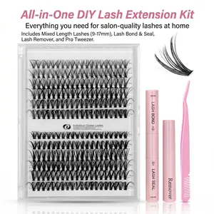 Volume Cluster Eyelash Extensions 240Pcs Wispy Individual Lashes D Curl Waterproof Eyelash Clusters Soft False