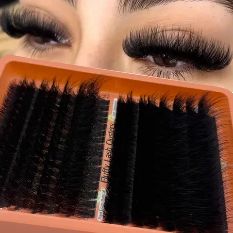 256PCS Synthetic Fiber Cluster Lashes Extensions, 0.07mm Fluffy 100d+200d Mega Soft Volume, 3D Effect DD Curl, 12-26MM Mixed Styles, DIY Dramatic Lashes for At-Home Makeup in Plastic Pack