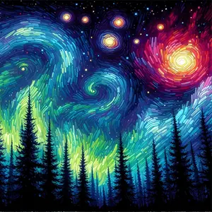 1PCS Starry Night Diamond Painting Kits for Adults Kids DIY 5D Full Drill Crystal Rhinestone Embroidery
