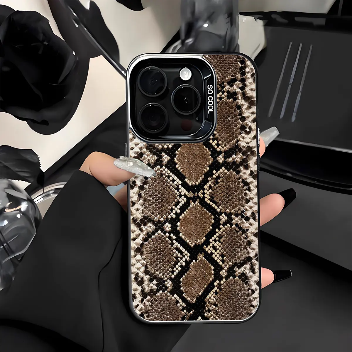 Python Pattern Shockproof Phone Case for iPhone 7 8 X Xsmax 11 12 13 14 15 16 Pro Max Plus Protecitved Cover High Quality Y2K Trendy Personalized Cool