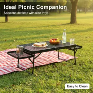 Portable Folding Outdoor Mesh Table, Aluminum Alloy BBQ Picnic Table, Camping Grill Table, Street Stall Table, Easy to Carry