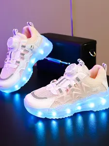 Breathable Mesh USB Rechargeable LED Colorful Light Shoes, Casual Sporty Sneakers for Men & Women, Waterproof Couple Student Night Glow Shoes