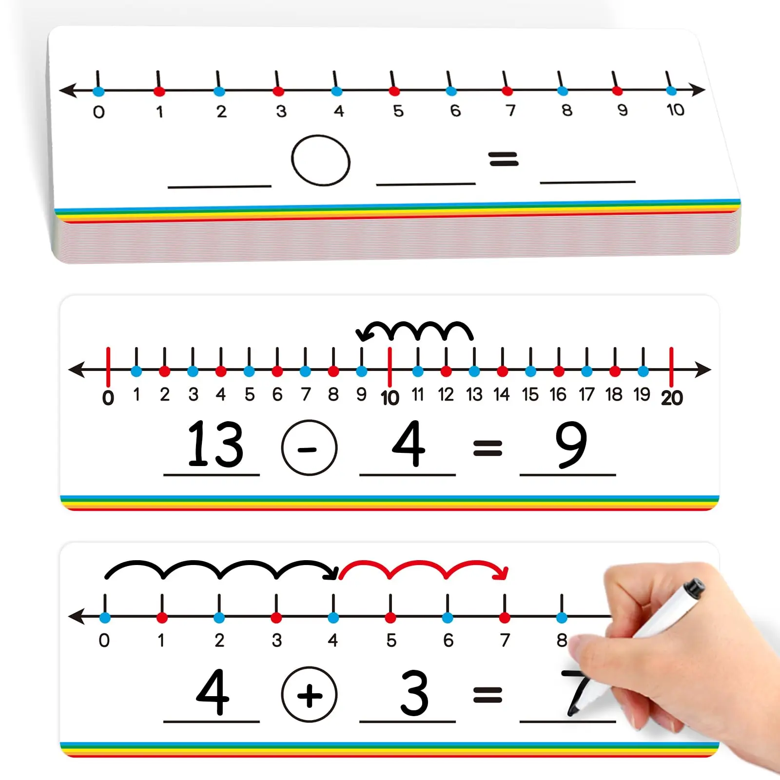 Aizweb 28 Pack Number Line Dry Erase Board Card,12" x 3.9" Small Whiteboard Math Manipulatives Addition Subtraction Game for Student Classroom Must Ha