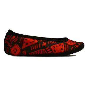 Nufoot Ballet Flats Fuzzies Red Aztec