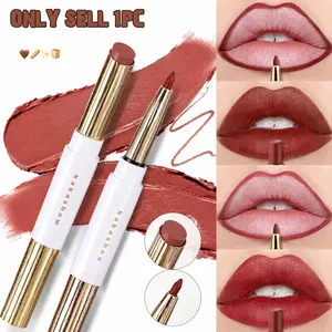 This dual-ended matte lip liner, Lipliner, and lip balm combo allows you to define your lips with a single stroke, precisely fill in color without smudging, and deliver a matte finish that's vibrant and non-drying, create full, plump lips