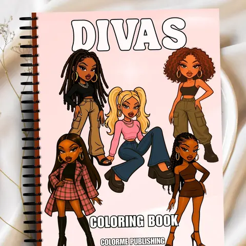Divas Fashion Coloring Book: 30 Coloring Pages, Dolls - Spiral Edition Physical Book