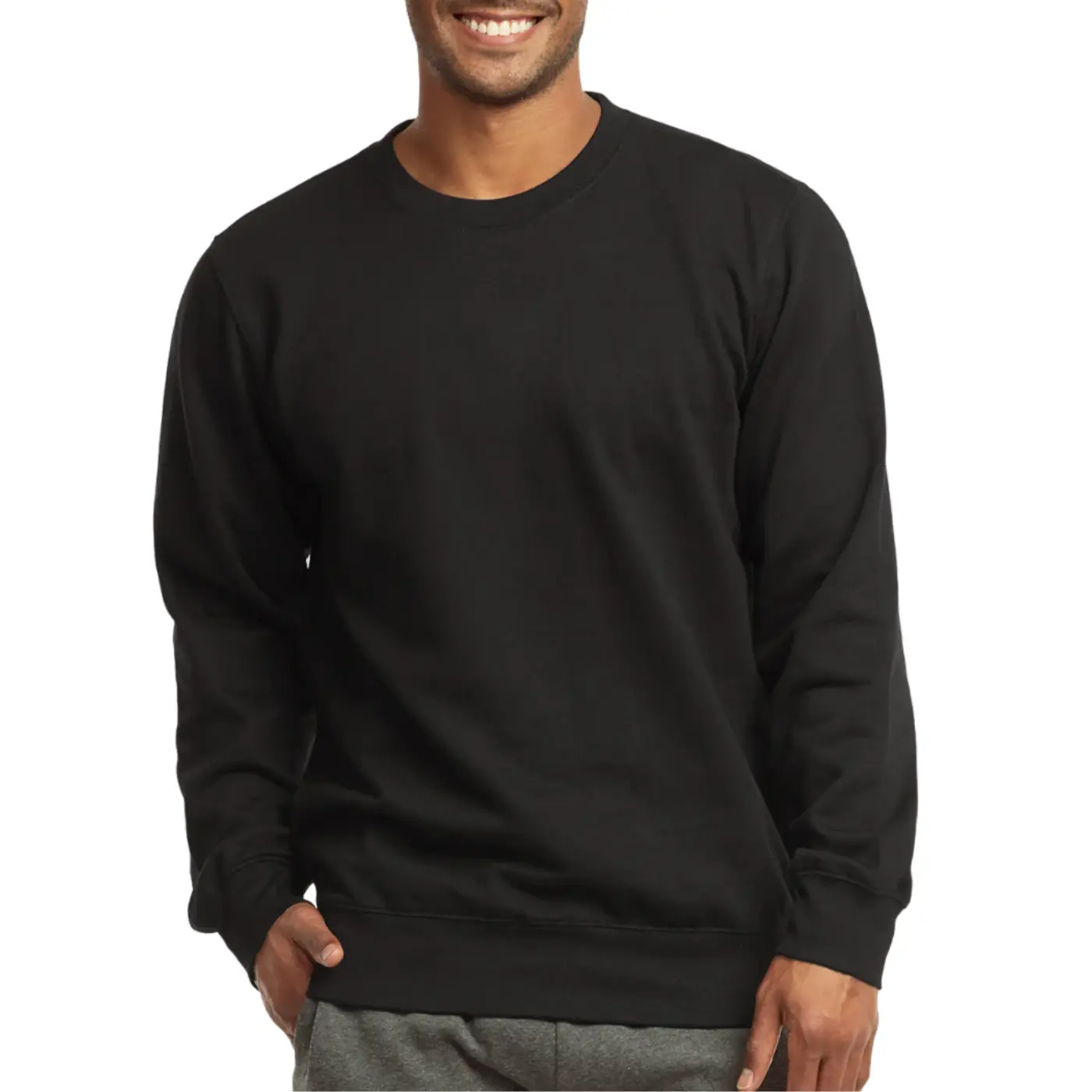 Men's Cotton Fleece Sweatshirt Lightweight Crew Neck Long Sleeve Hoodie Tops S-3XL Regular Big & Tall Pullover Menswear Casual Sweaters Classic Solid