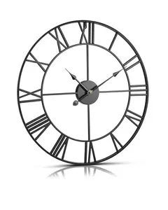 VEVOR Wall Clock, 24 in Wall Clock Roman Numerals, Battery Operated Non Ticking Silent Classic Decorative Round Clocks, for Living Room Bedroom Office Kitchen Dining Room Home Decor Farmhouse, Black