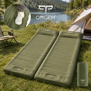 Origem Extra-Thick & Extra-Wide Inflatable Camping Sleeping Pad, Ultralight Camping Mat with Pillow, Built-in Foot Pump Inflatable Sleeping Pads Compact for Camping Backpacking Hiking Traveling Tent,Single,Green