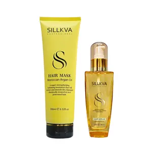 Sillkva Moroccan Argan Oil Hair Mask Set for Deep Conditioning & Nourishment with Natural Ingredients 280ml & 70ml Youth Formula