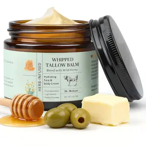 Organic Grass Fed Beef Tallow Honey Balm, Whipped Natural Moisturizer with Beeswax & Olive Oil, Deep Hydrating Tallow Cream for Face Body Hand Skin Repair & Restore