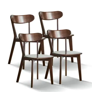 ARCH (Set of 4 pcs) Dining chair wooden FAS grade oak natural wood made in North America 100% dirt-free wood chair solid chair table chair wooden living room chair simple and natural 46.5 * 54 * 80cm    RR