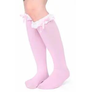 New Lolita Socks with Lace Bow Rays, Ballet Style Leg Socks, Lolita Socks