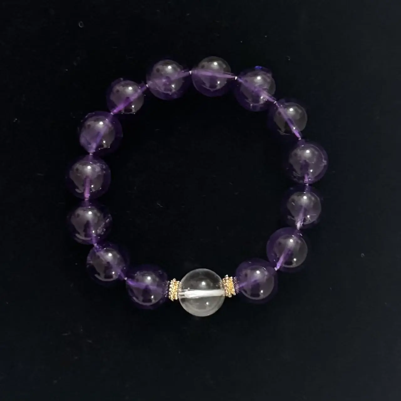 Natural Amethyst Sigle Circle Bracelet Ice Transparent Fashion Original Romantic Purple Love Bracelet Calming and Stress Relief, Protection and Healing, Focus and Clarity