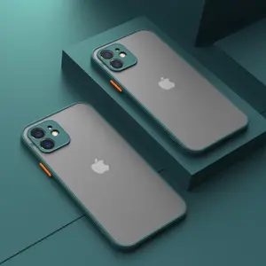 Luxury Shockproof Armor Frosted Phone Case for IPhone 11 12 13 14 Pro Max Mini X XR XS 7 8 Plus Soft Silicone Bumper Transparent Hard PC Drop-Proof Protective Cover