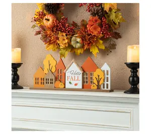 Glitzhome 20"L Fall Wooden House Table Decor