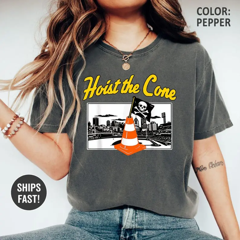 Hoist The Cone Shirt Funny Baseball Pirate Tee, Pittsburgh Baseball Fan Shirt, Sports Humor Graphic Tee, Game Day Fan Gift