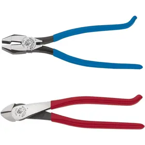 94508 Pliers Set,, Ironworker's Diagonal Cutting Pliers and Side Cutters, Tie Wire for Rebar Work, 2-Piece Kit