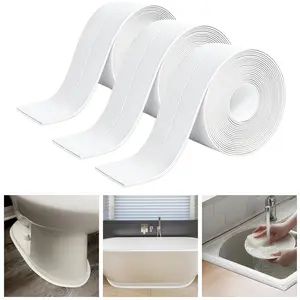 LMMAKE 3Pcs White Waterproof Caulk Tape PVC Self-Adhesive Strip for Bathroom Kitchen Shower Sealing Easy Install Mold-Resistant Flexible Design Home Decor Project
