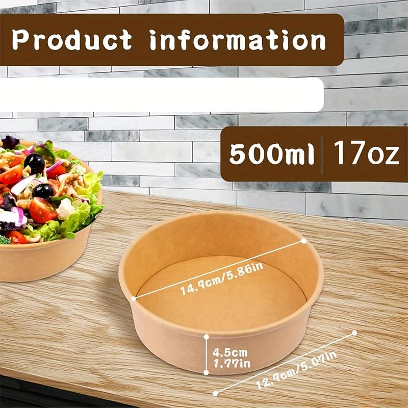 17oz/500ML Disposable Paper Bowls with Lids, Disposable Tableware, 25/50/100 Pieces Set, Party Supplies Bulk Supply, Suitable for Cold & Hot Food/soup