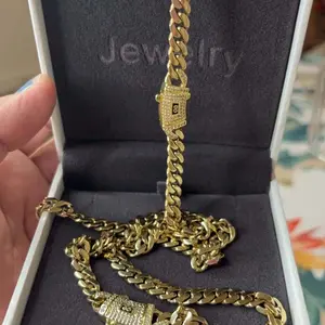 Upgraded 14K Gold-Plated Cuban Chain Set – Premium Necklace & Bracelet Duo with White Stone Detail | Elevated Modern Gift