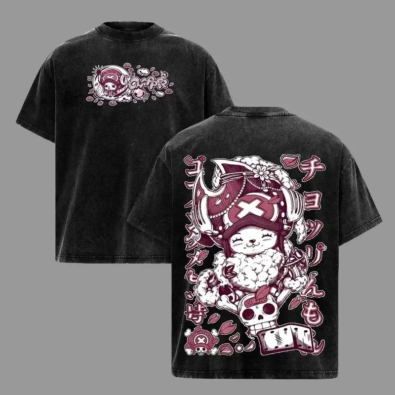 Men's Short-Sleeve Tony Tony Chopper Vintage Washed Tee - Menswear Top,Anime Graphic Shirt, Kawaii Apparel, Manga Lover Gift Casual Crewneck Streetwear Tshirt