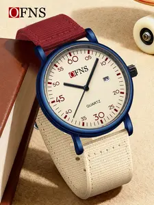 OFNS quartz watch Q-version digital dial leisure waterproof watch casual analog watch leisure nylon calendar exam reading student table