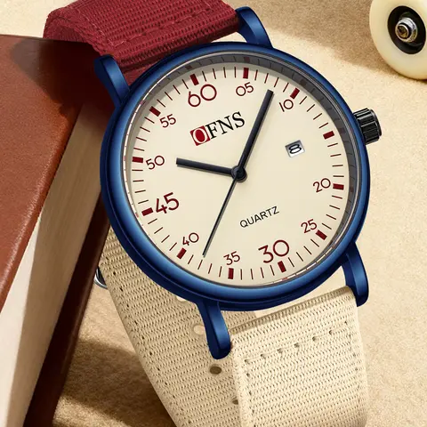 OFNS Q-version digital dial leisure waterproof watch casual analog watch leisure nylon calendar exam reading student table Quartz Analog Timepiece
