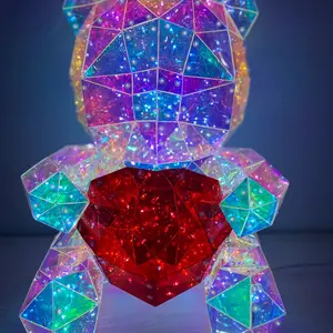 Unisex Galaxy LED Bear with Heart -LARGE– Glowing Gift for Valentine's Day, Christmas, Birthdays, Weddings, Anniversaries or any occasion. USB-Powered Teddy Bear Lamp, Aesthetic Room Decor