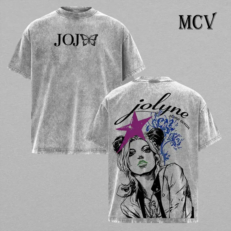 Jolyne Cujoh Vintage Washed Graphic Tee - Stone Ocean Anime T-Shirt |   Oversized JoJo Streetwear Top for Men & Women |   Y2K Aesthetic
