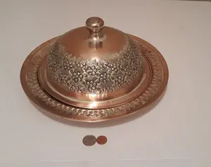 Vintage Metal Food Tray, Dish, Cover, 12 1/2" and 10" Wide Cover, Table Decor, Kitchen Decor, Shelf Display